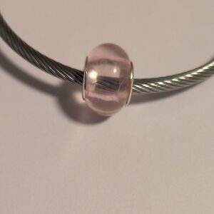 Silver with Translucent Pink Charm‎ for Pandora Style Bracelet